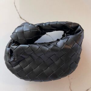 Jodie inspired Nano Black Woven Leather Bag